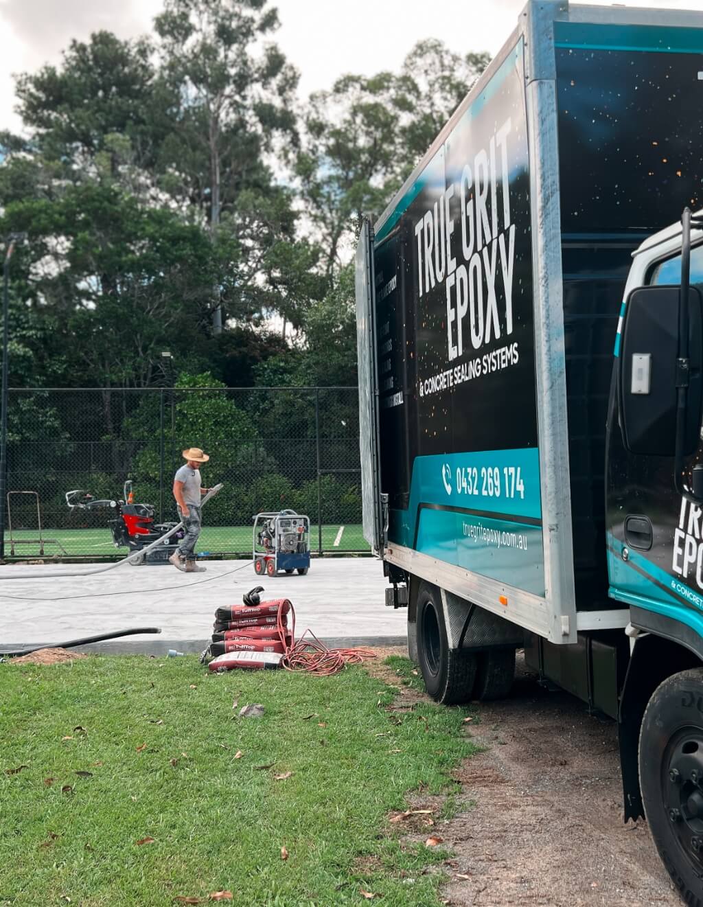 Team preparing for concrete densifying