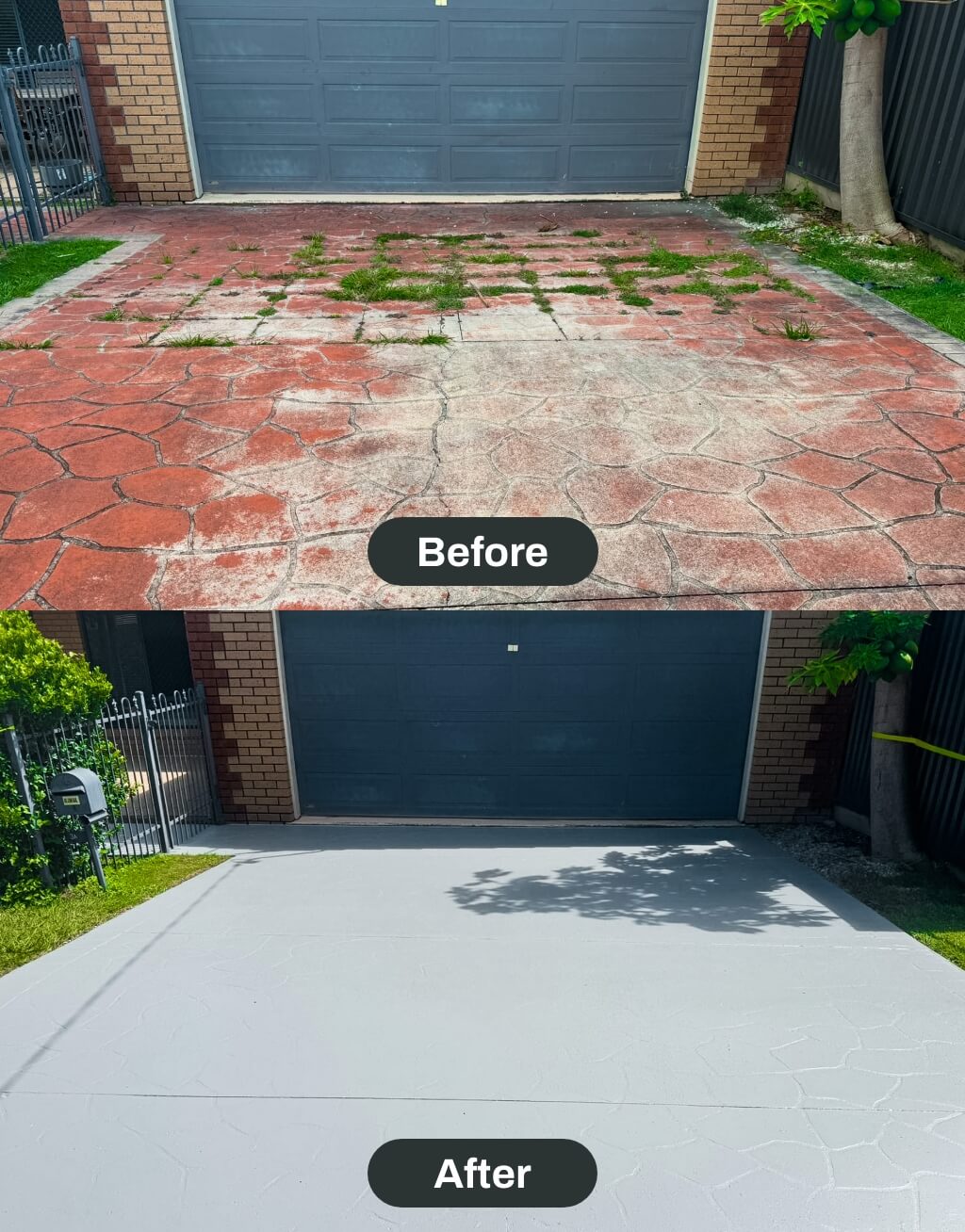 Driveway renovation resurfaced with epoxy flooring