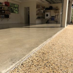 A restored concrete floor in a garage.