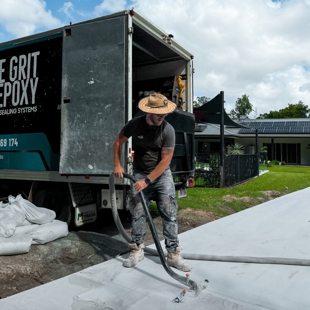 True Grit Epoxy doing concrete grinding